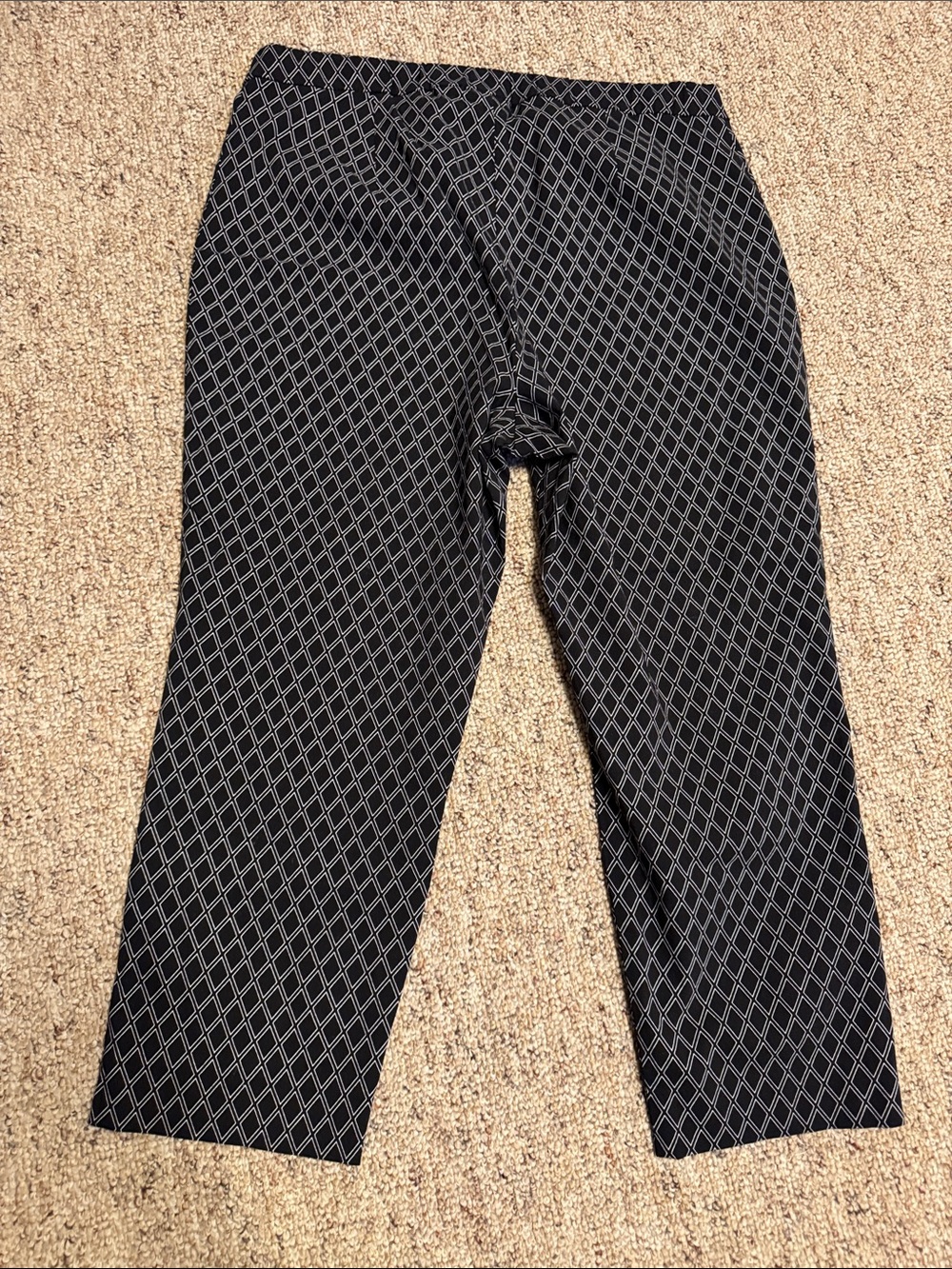 Susan Graver Black Pants with White Geometric Grid - Picture 3 of 5
